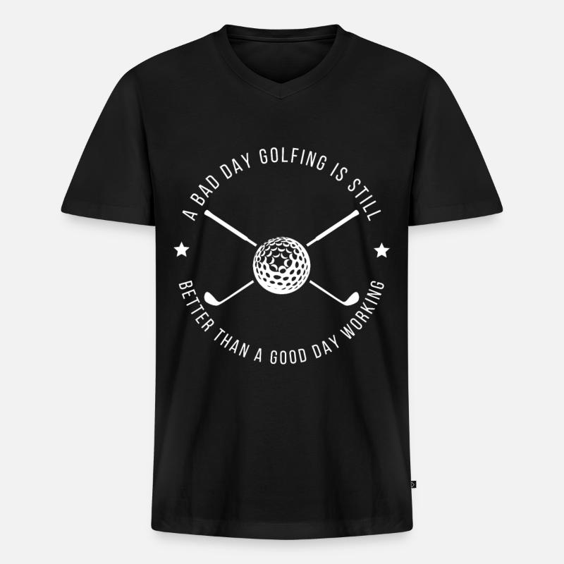 Lustiges Golf-Arbeitszitat - Männer Premium Bio T-Shirt mit V-Ausschnitt - Schwarz