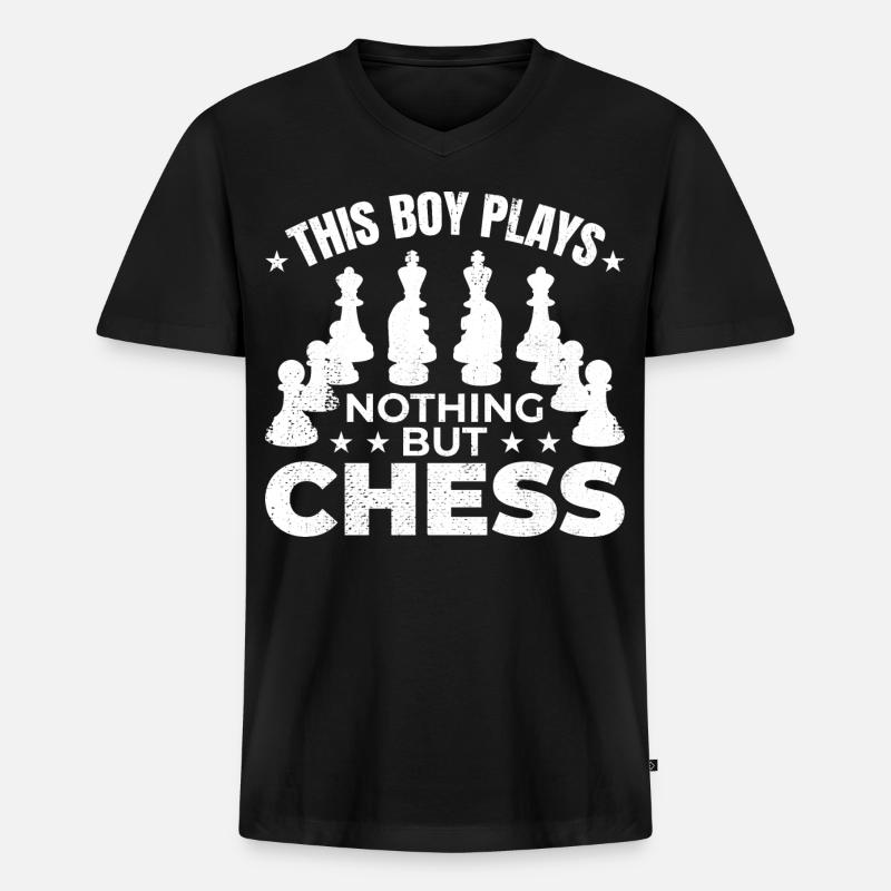Schachjunge - Männer Premium Bio T-Shirt mit V-Ausschnitt - Schwarz