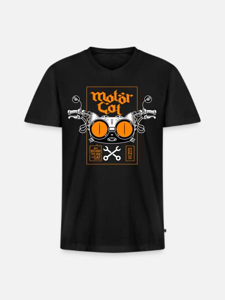 MOTORCAT 02 - T-shirt encolure en V Premium bio Homme - noir