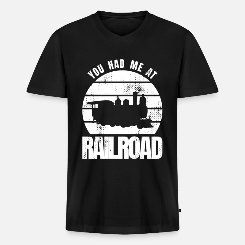 Du hattest mich bei Eisenbahn - Männer Premium Bio T-Shirt mit V-Ausschnitt - Schwarz