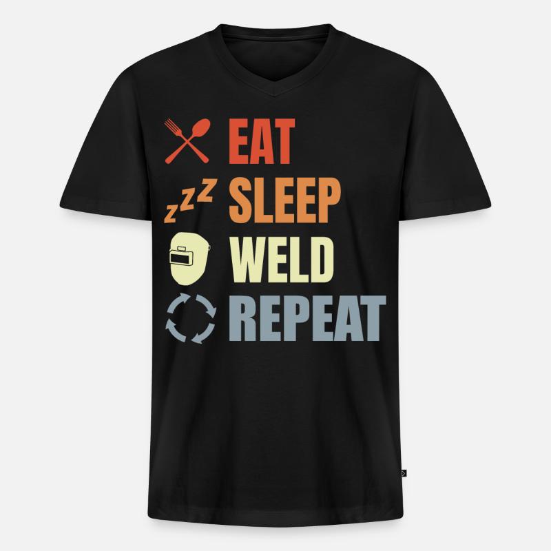 Schweißer Zeitplan - Männer Premium Bio T-Shirt mit V-Ausschnitt - Schwarz