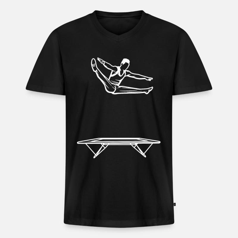 Trampolinspringer Junge - Männer Premium Bio T-Shirt mit V-Ausschnitt - Schwarz