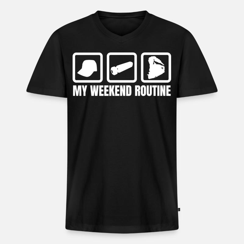 Meine Wochenendroutine - Männer Premium Bio T-Shirt mit V-Ausschnitt - Schwarz