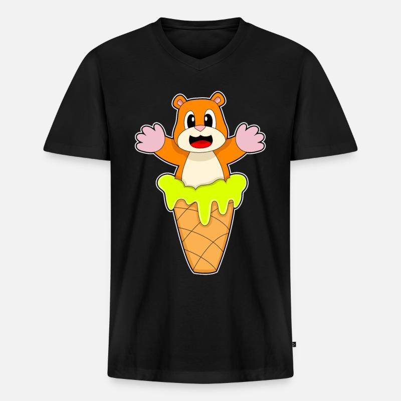 Hamster Waffeleis - Männer Premium Bio T-Shirt mit V-Ausschnitt - Schwarz