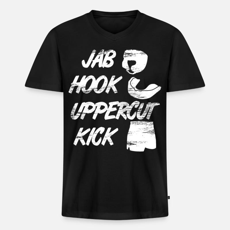 Lustiger Kickboxer Spruch - Männer Premium Bio T-Shirt mit V-Ausschnitt - Schwarz