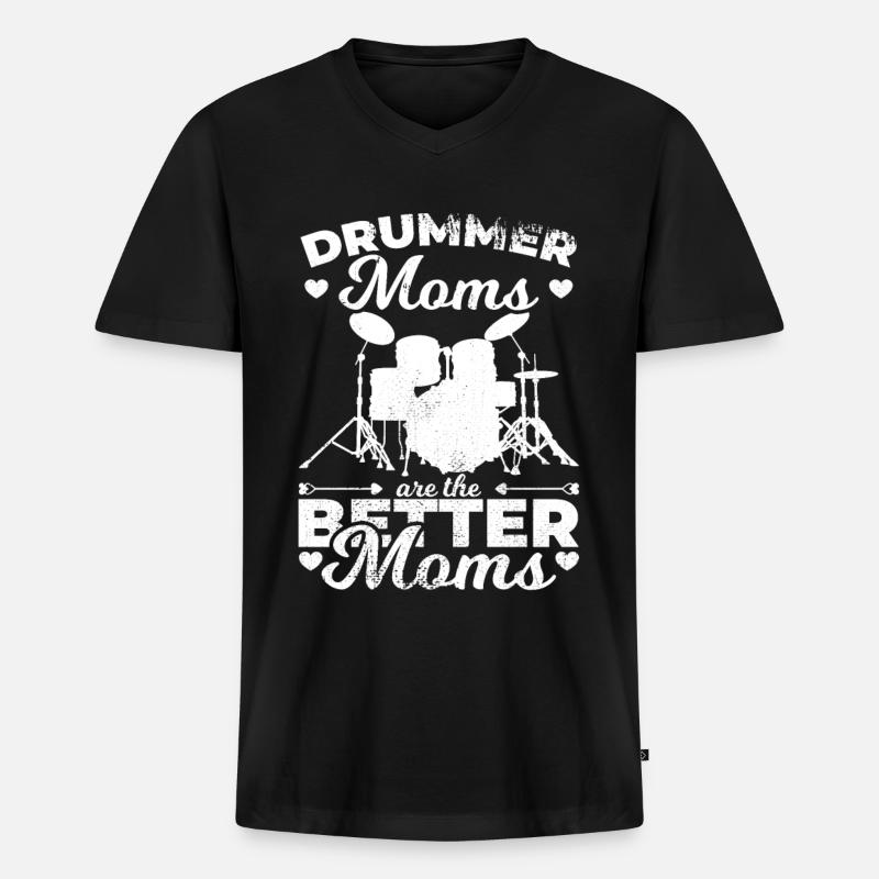 Schlagzeuger Mutter - Männer Premium Bio T-Shirt mit V-Ausschnitt - Schwarz