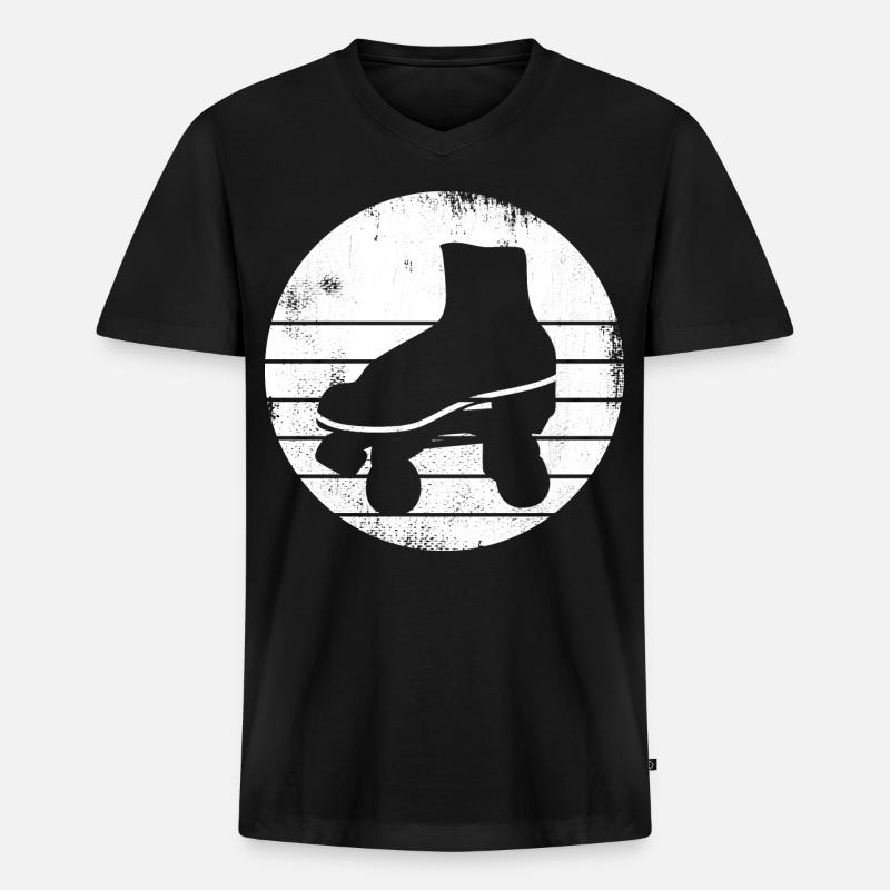 Roller Skates Zeichnung - Männer Premium Bio T-Shirt mit V-Ausschnitt - Schwarz