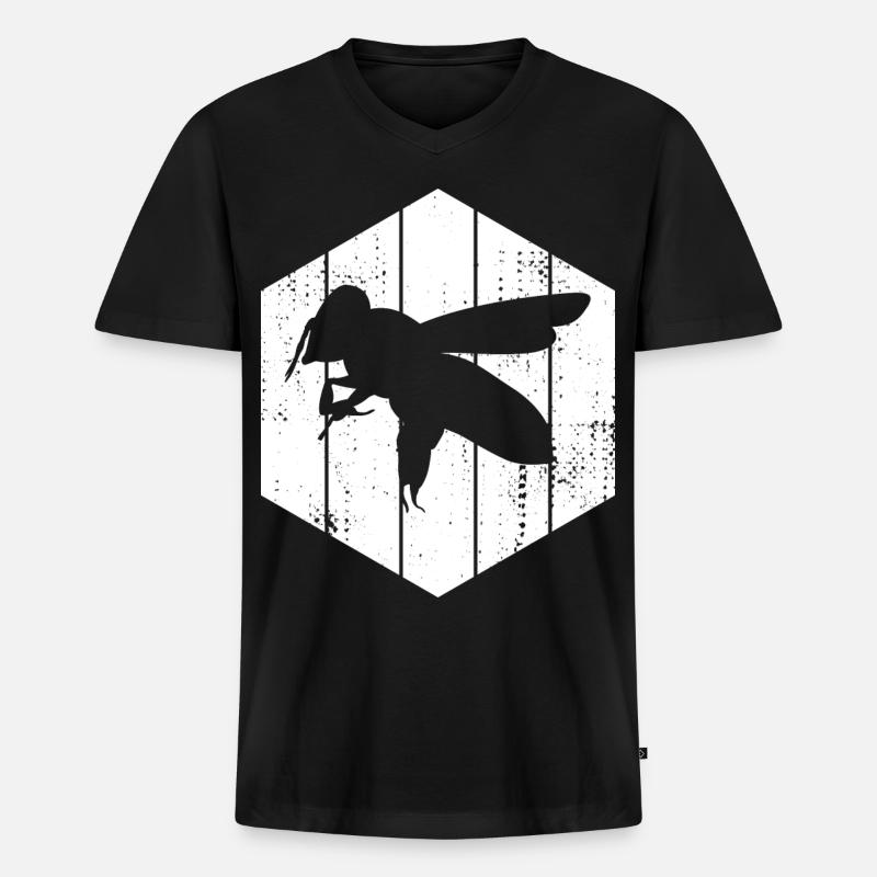 Biene Zeichnung - Männer Premium Bio T-Shirt mit V-Ausschnitt - Schwarz