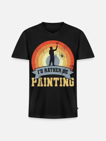 I’d Rather Be Painting - Männer Premium Bio T-Shirt mit V-Ausschnitt - Schwarz