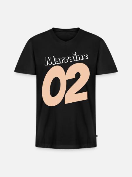 Marraine 02 en rose pêche - T-shirt encolure en V Premium bio Homme - noir