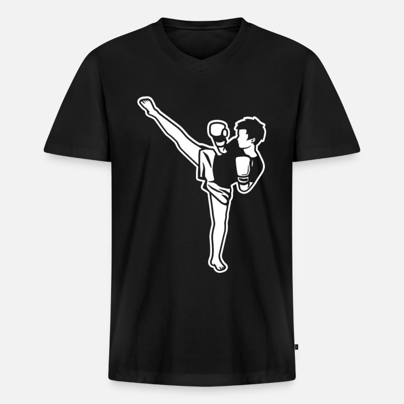 Kidboxer Junge - Männer Premium Bio T-Shirt mit V-Ausschnitt - Schwarz