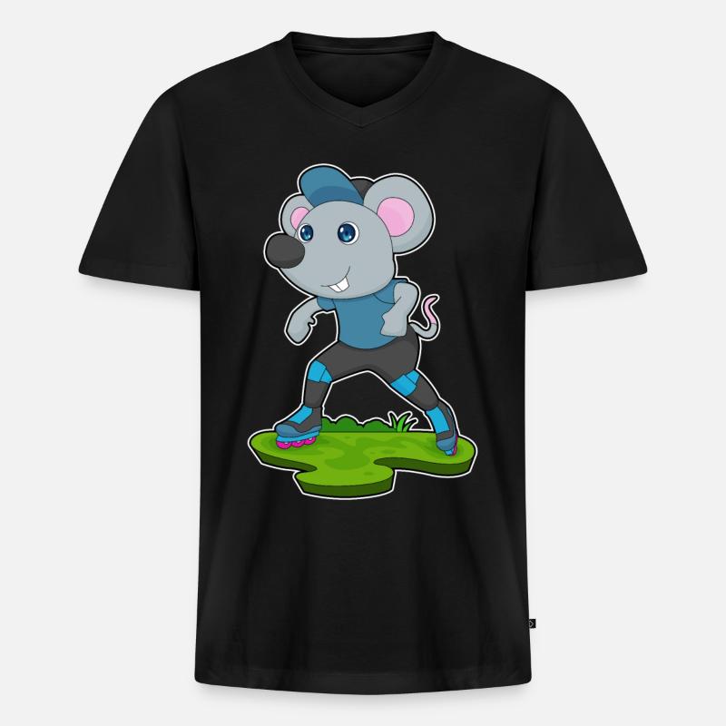 Maus Inline skating Inline skates - Männer Premium Bio T-Shirt mit V-Ausschnitt - Schwarz