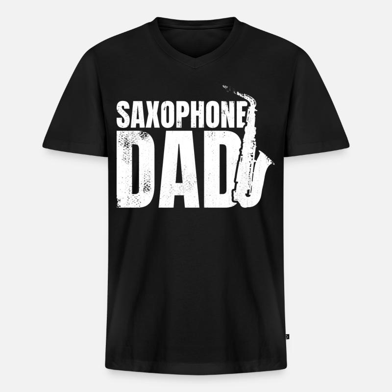 Saxophonist Vater - Männer Premium Bio T-Shirt mit V-Ausschnitt - Schwarz