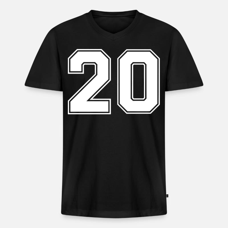 Nummer zwanzig 20 - Männer Premium Bio T-Shirt mit V-Ausschnitt - Schwarz