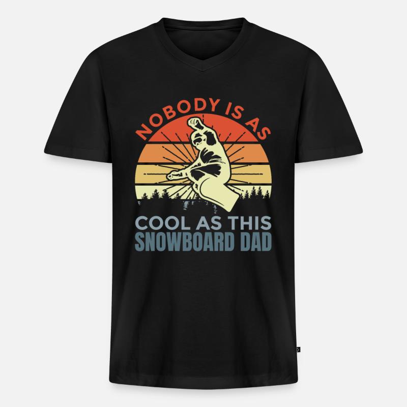 Snowboard Dad - Männer Premium Bio T-Shirt mit V-Ausschnitt - Schwarz