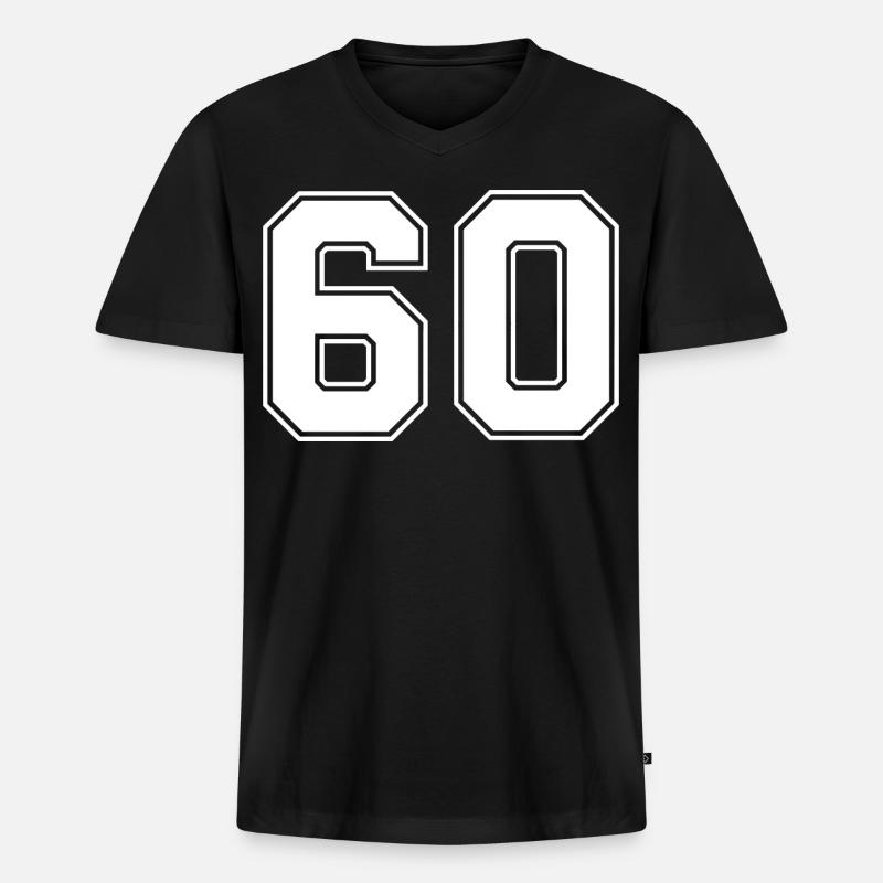Nummer 60 - Männer Premium Bio T-Shirt mit V-Ausschnitt - Schwarz