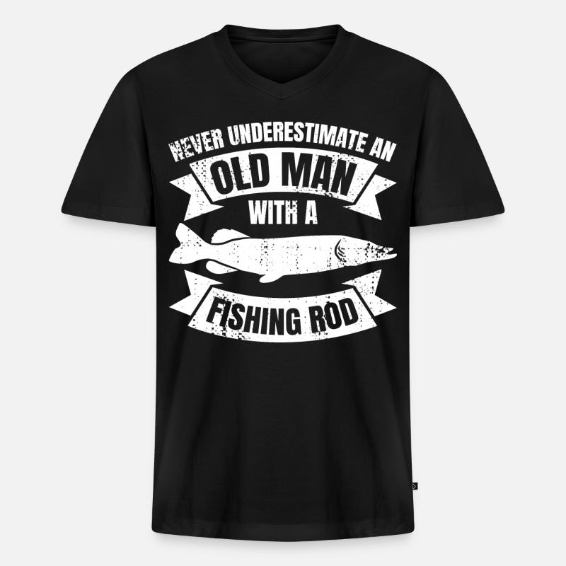 Fischer Opa - Männer Premium Bio T-Shirt mit V-Ausschnitt - Schwarz