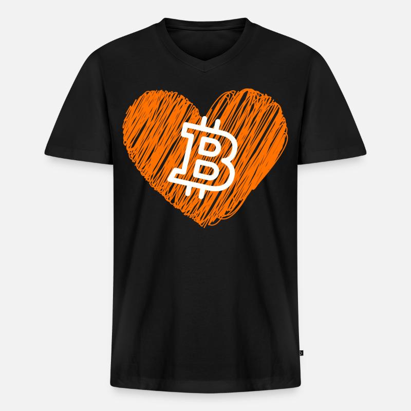 Bitcoin Crypto Cryptocurrency Splash - Männer Premium Bio T-Shirt mit V-Ausschnitt - Schwarz