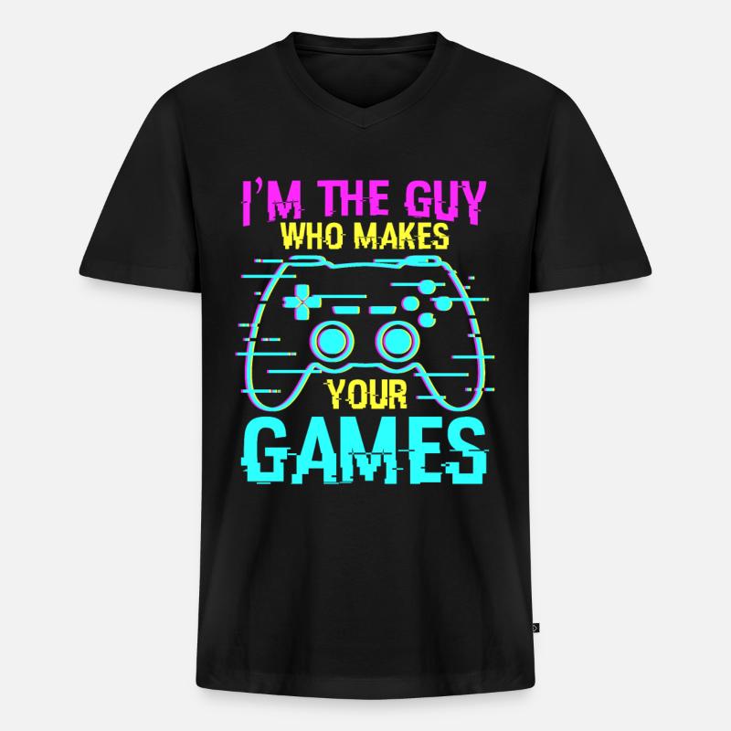 Spielprogrammierer Spruch - Männer Premium Bio T-Shirt mit V-Ausschnitt - Schwarz
