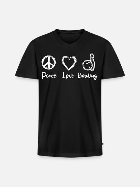 Peace Love Bowling - Men's Premium Organic T-shirt with V-neck - black