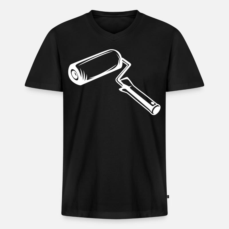 Farbroller Zeichnung - Männer Premium Bio T-Shirt mit V-Ausschnitt - Schwarz