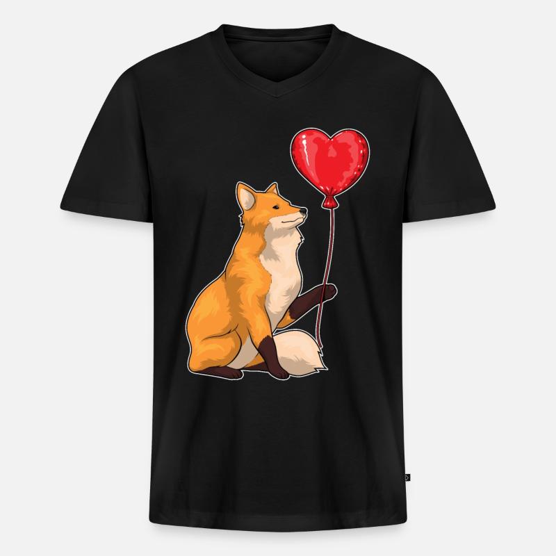 Fuchs Luftballon - Männer Premium Bio T-Shirt mit V-Ausschnitt - Schwarz
