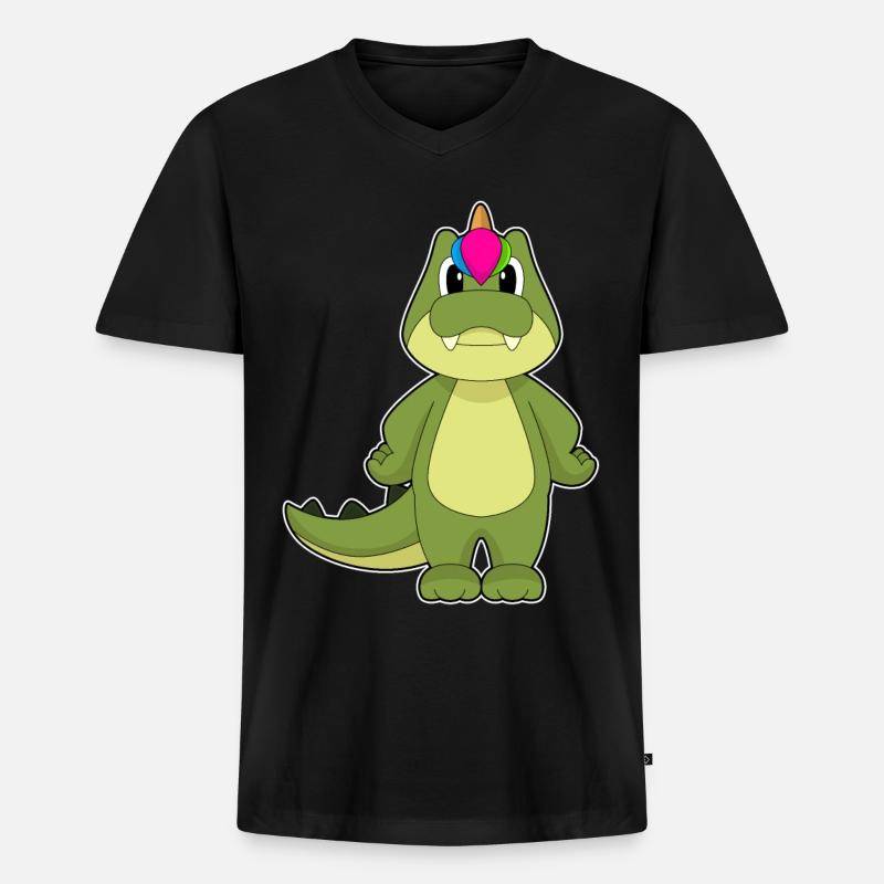 Krokodil Einhorn - Männer Premium Bio T-Shirt mit V-Ausschnitt - Schwarz