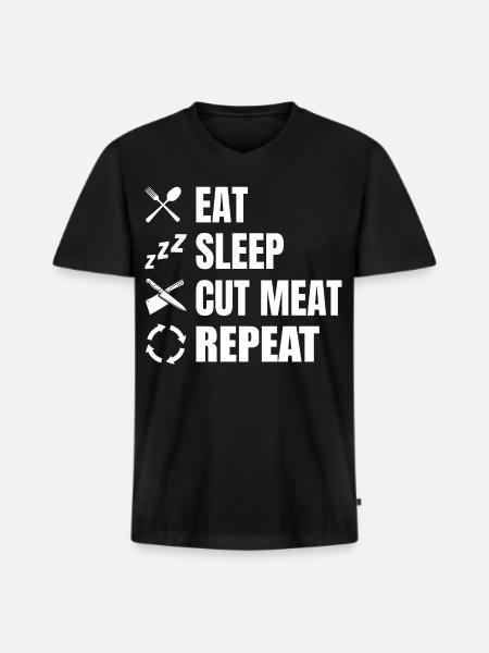 Eat, sleep, butchers, repeat - Men's Premium Organic T-shirt with V-neck - black