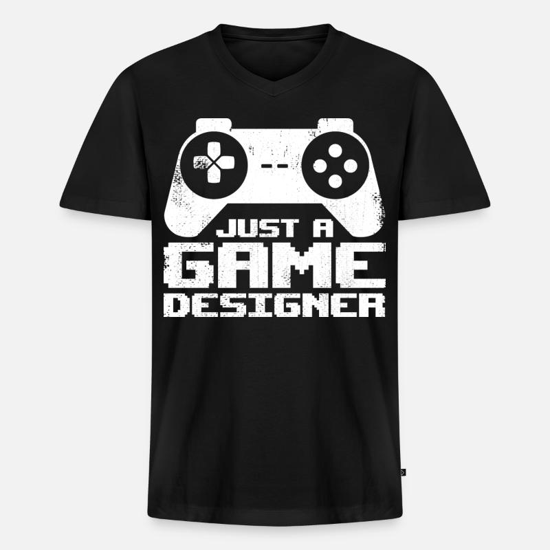 Game Designer - Männer Premium Bio T-Shirt mit V-Ausschnitt - Schwarz