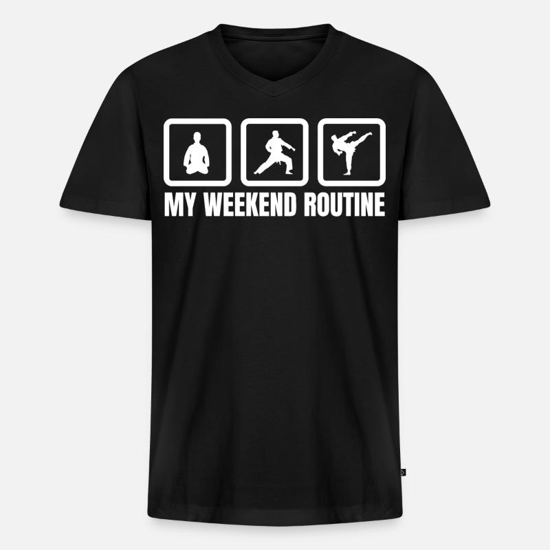 Karate Wochenende - Männer Premium Bio T-Shirt mit V-Ausschnitt - Schwarz