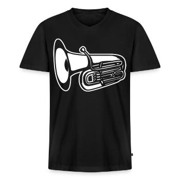 Tuba - Männer Premium Bio T-Shirt mit V-Ausschnitt - Schwarz - Vorne - Nico (187cm)