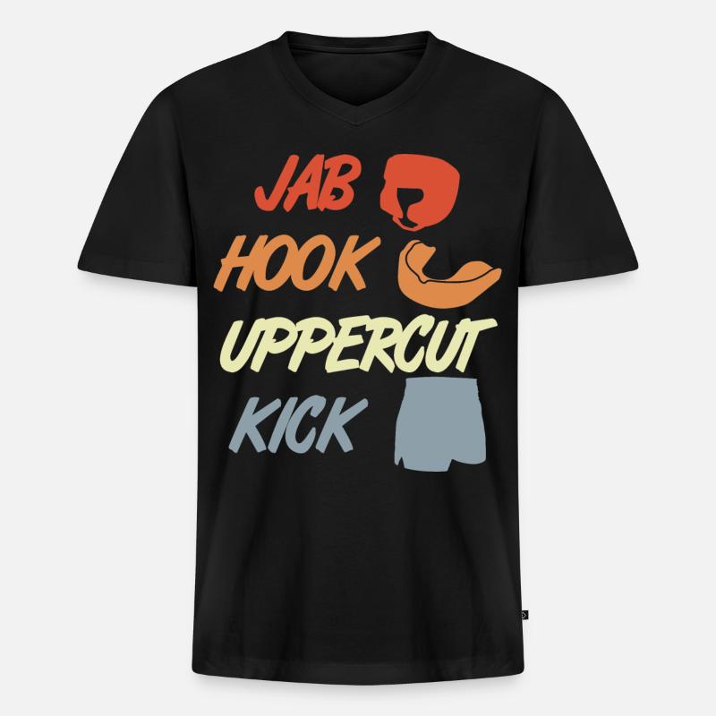 Jab Hook Uppercut Kick - Männer Premium Bio T-Shirt mit V-Ausschnitt - Schwarz