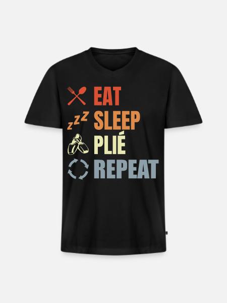 Eat Sleep Ballet Repeat - Männer Premium Bio T-Shirt mit V-Ausschnitt - Schwarz