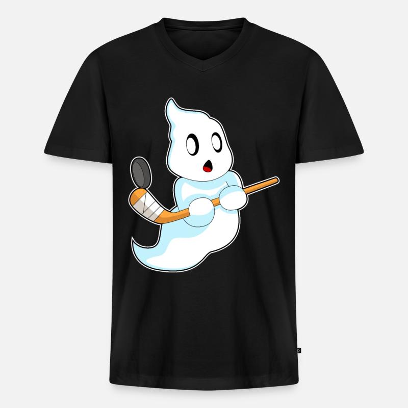 Geist Eishockey Eishockeyschläger - Männer Premium Bio T-Shirt mit V-Ausschnitt - Schwarz