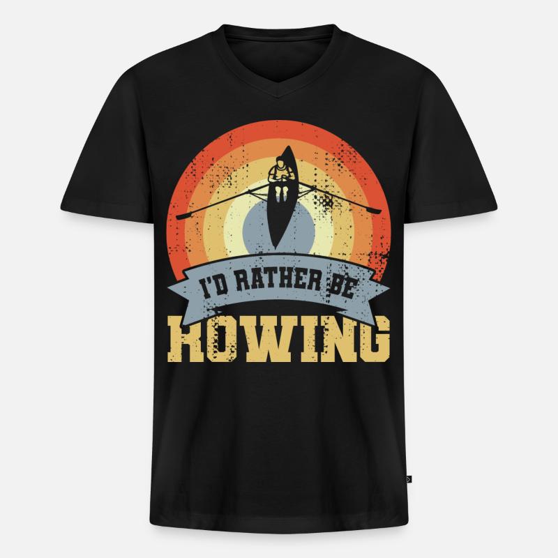 I’d Rather Be Rowing - Männer Premium Bio T-Shirt mit V-Ausschnitt - Schwarz