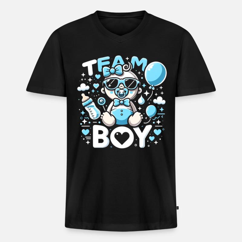 Team Boy - Männer Premium Bio T-Shirt mit V-Ausschnitt - Schwarz