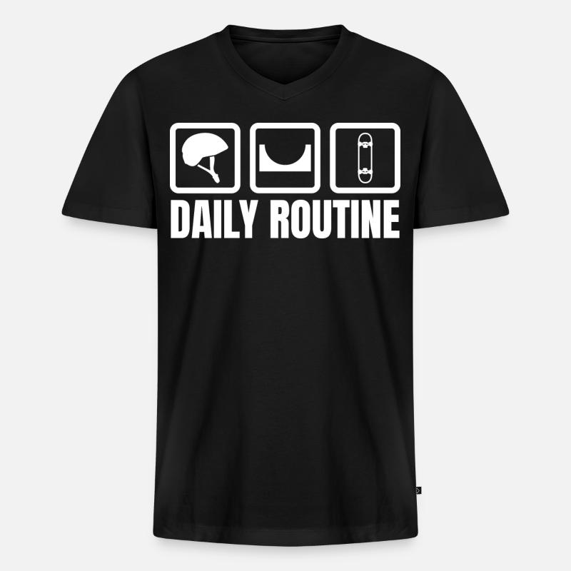 Skater Routine - Männer Premium Bio T-Shirt mit V-Ausschnitt - Schwarz