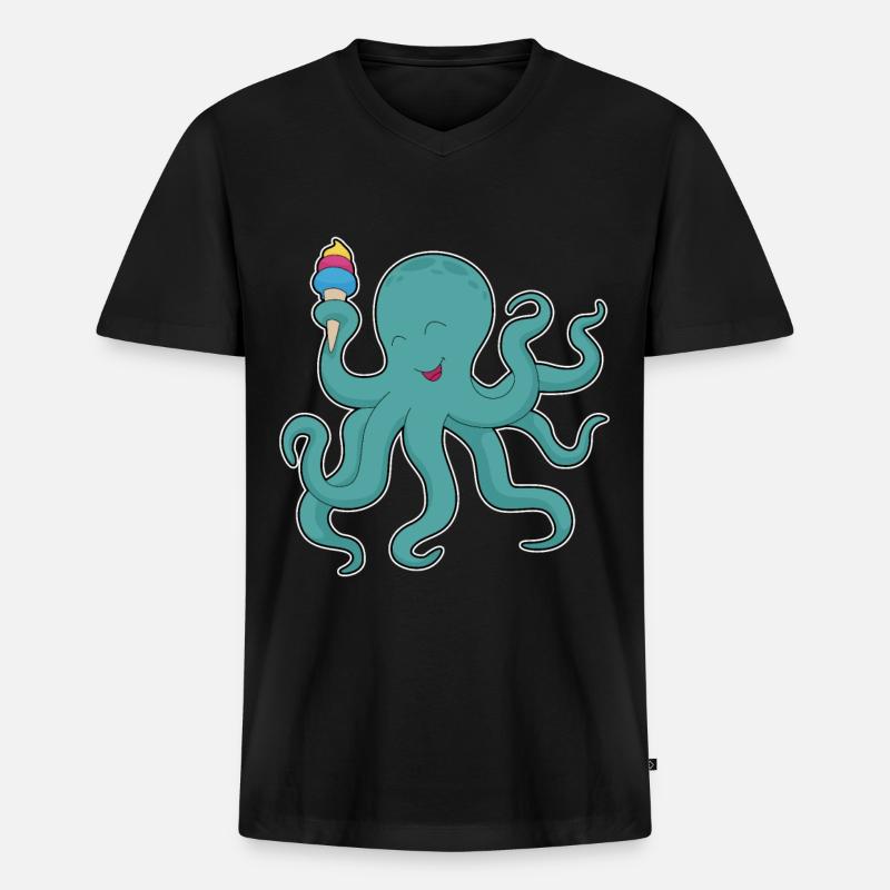 Krake Waffeleis - Männer Premium Bio T-Shirt mit V-Ausschnitt - Schwarz