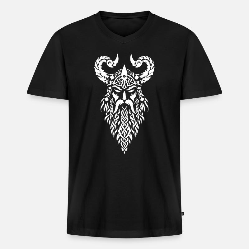 Wikinger-Kriegerkopf - Männer Premium Bio T-Shirt mit V-Ausschnitt - Schwarz