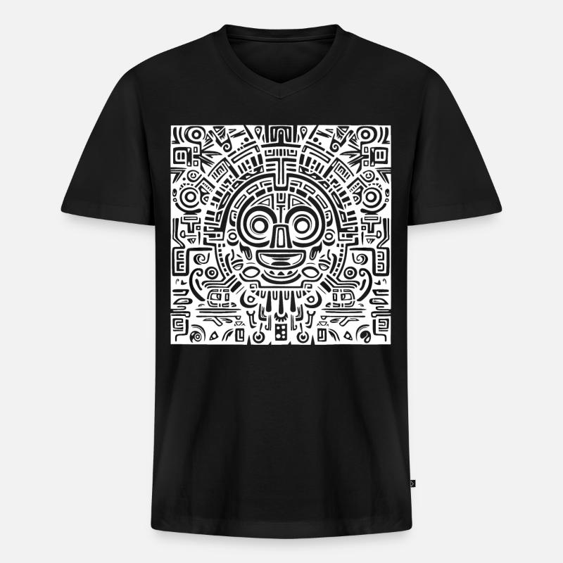 Inka, Azteken, Maya Muster, Artwork - Männer Premium Bio T-Shirt mit V-Ausschnitt - Schwarz