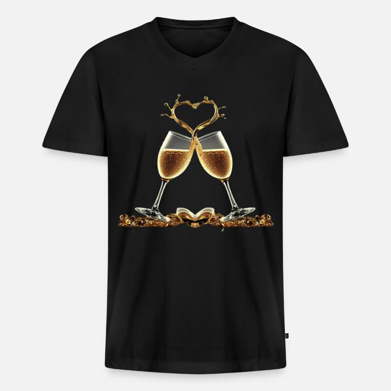 Zwei Gläser bilden ein Herz / Geschenkidee - Männer Premium Bio T-Shirt mit V-Ausschnitt - Schwarz