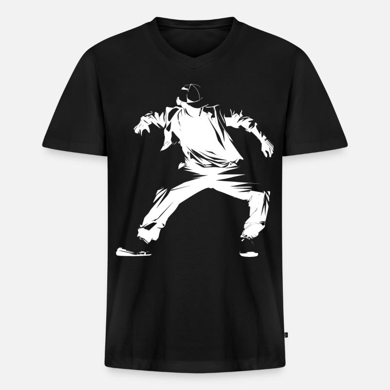 Breakdancer Grafik - Männer Premium Bio T-Shirt mit V-Ausschnitt - Schwarz