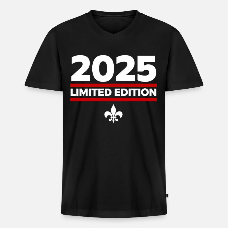 2025 Limited Edition - Männer Premium Bio T-Shirt mit V-Ausschnitt - Schwarz