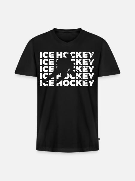 Eishockey - Männer Premium Bio T-Shirt mit V-Ausschnitt - Schwarz