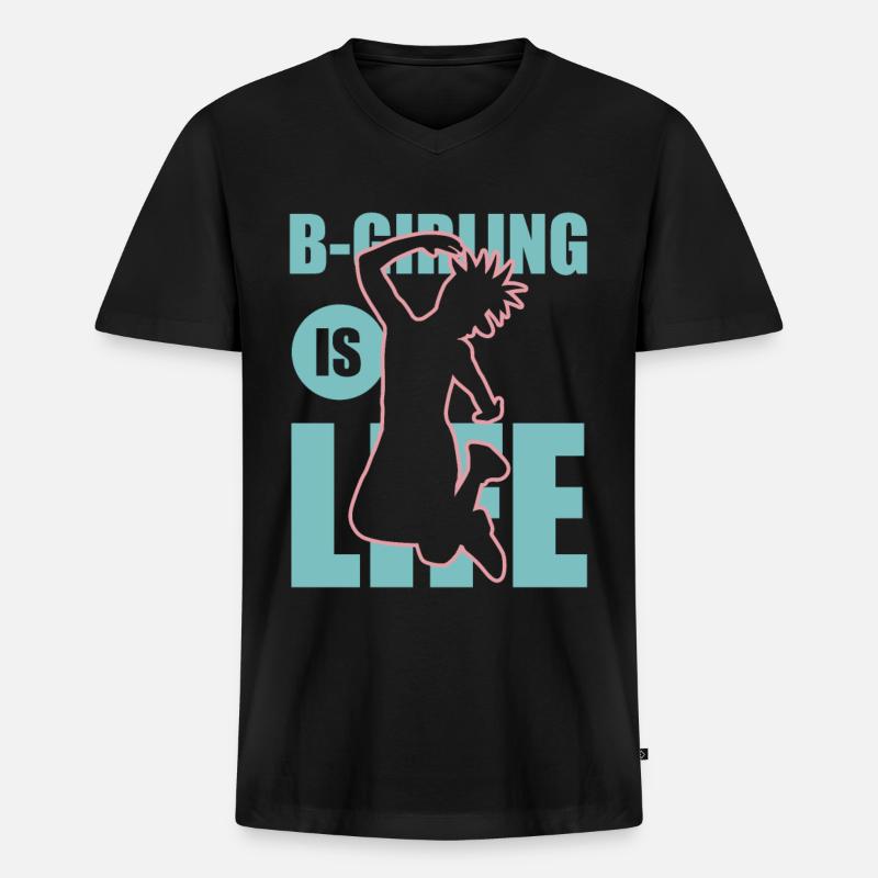 Breakdance Mädchen - Männer Premium Bio T-Shirt mit V-Ausschnitt - Schwarz