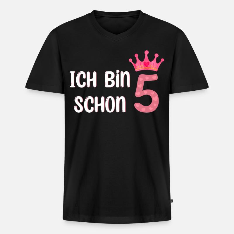 ich bin schon 5 - Männer Premium Bio T-Shirt mit V-Ausschnitt - Schwarz