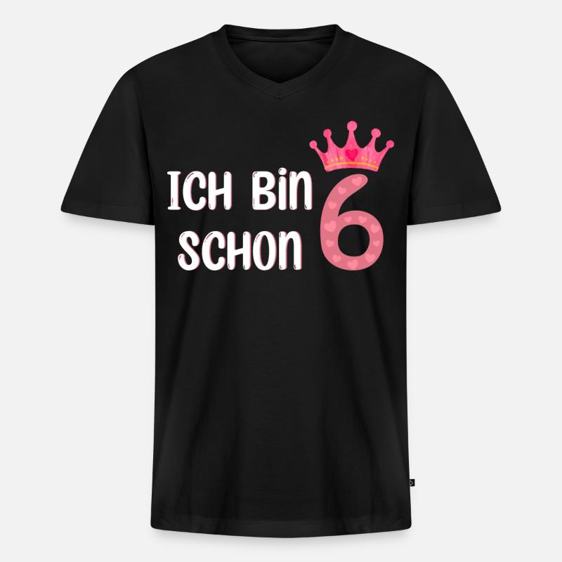 Ich Bin Schon 6 - Männer Premium Bio T-Shirt mit V-Ausschnitt - Schwarz