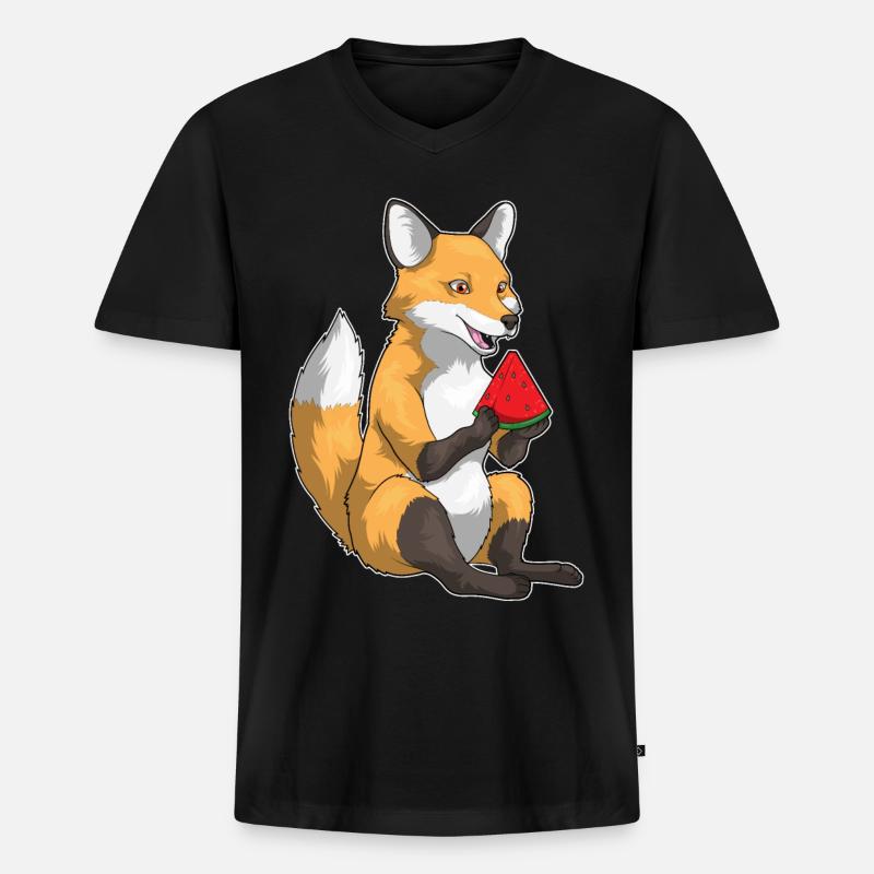 Fruit de la pastèque Fox - T-shirt encolure en V Premium bio Homme - noir