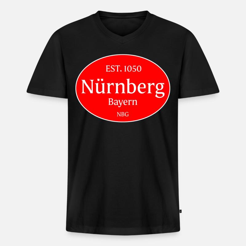 Nürnberg Emblem Retro Oval - Männer Premium Bio T-Shirt mit V-Ausschnitt - Schwarz