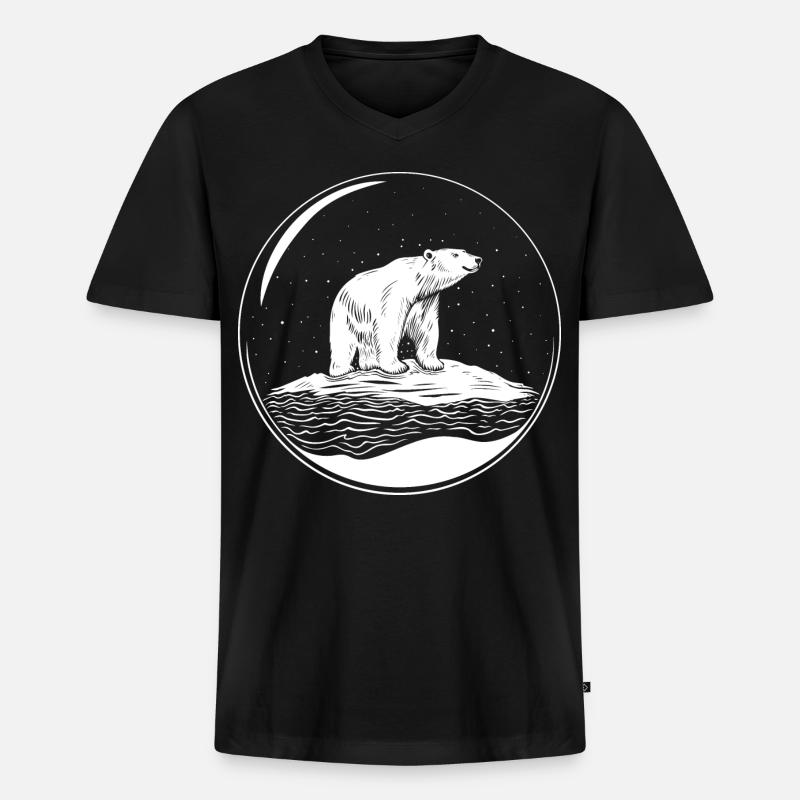 Eisbär auf Eisscholle Save the polarbear - Männer Premium Bio T-Shirt mit V-Ausschnitt - Schwarz